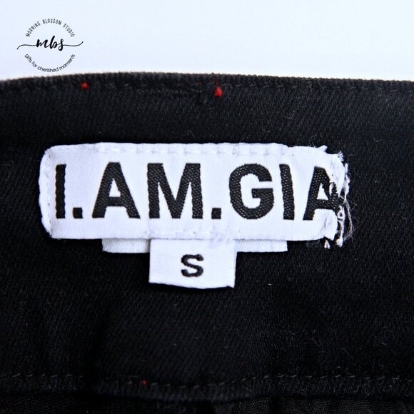 I.AM.GIA Ace Red Trim High Waist Wide Leg Cargo Pants Black Women S - Picture 15 of 16